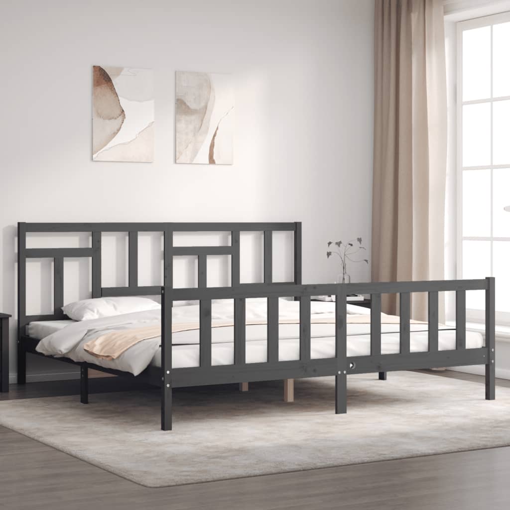 Bed Frame without Mattress Grey 200x200 cm Solid Wood Pine