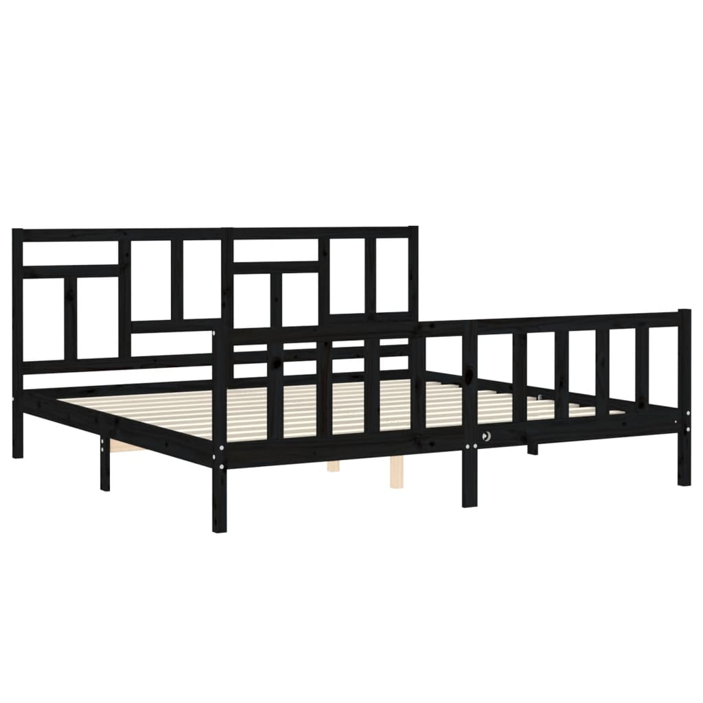 Bed Frame without Mattress Black 200x200 cm Solid Wood Pine