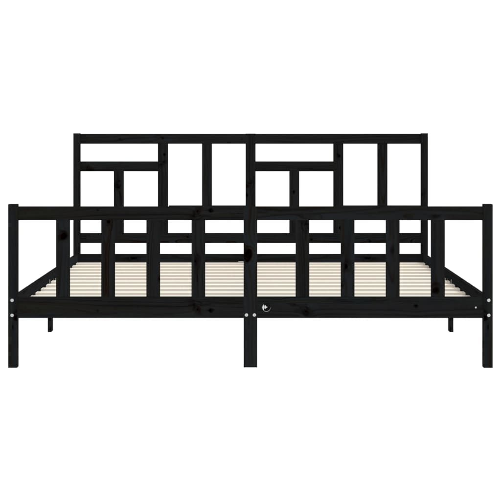 Bed Frame without Mattress Black 200x200 cm Solid Wood Pine