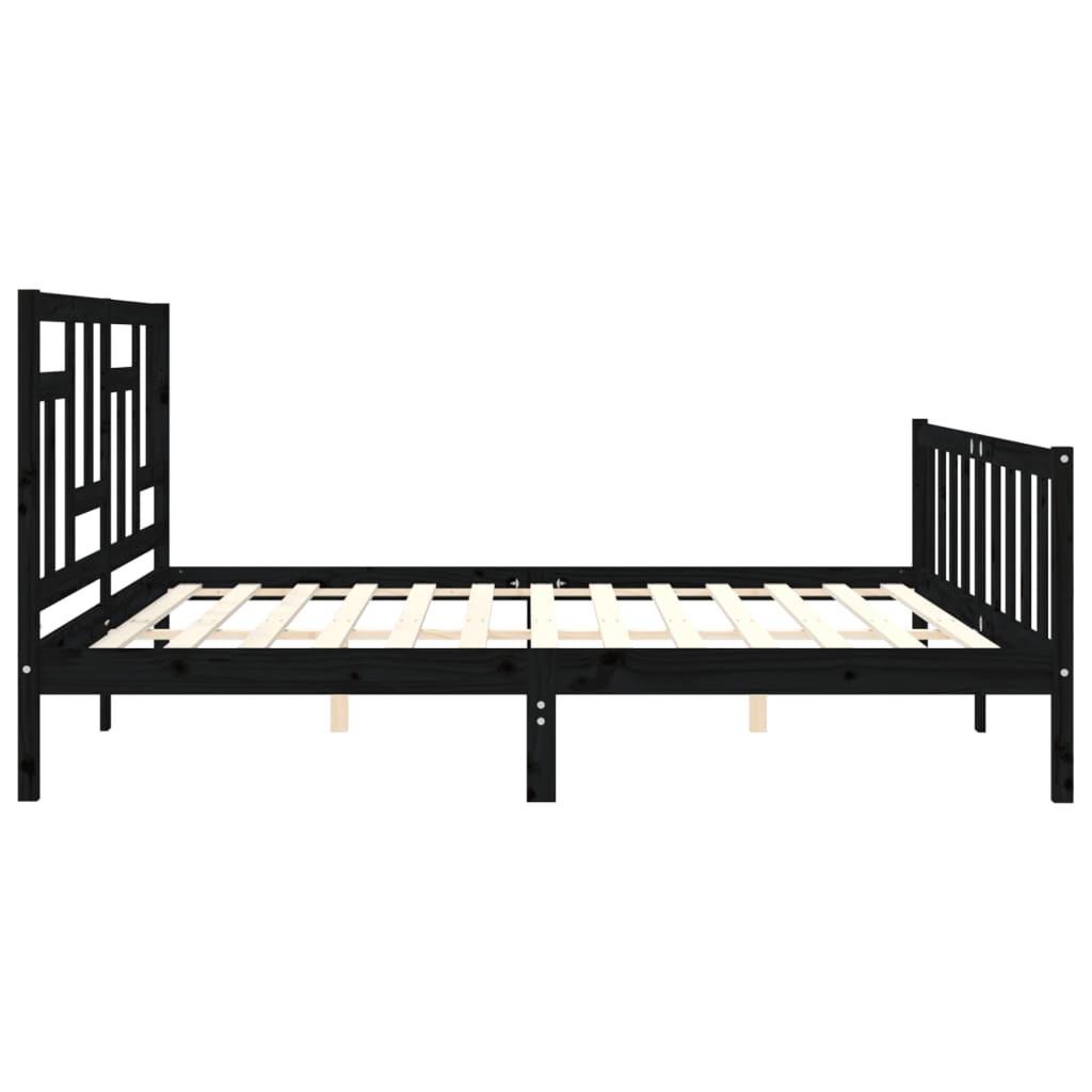 Bed Frame without Mattress Black 200x200 cm Solid Wood Pine