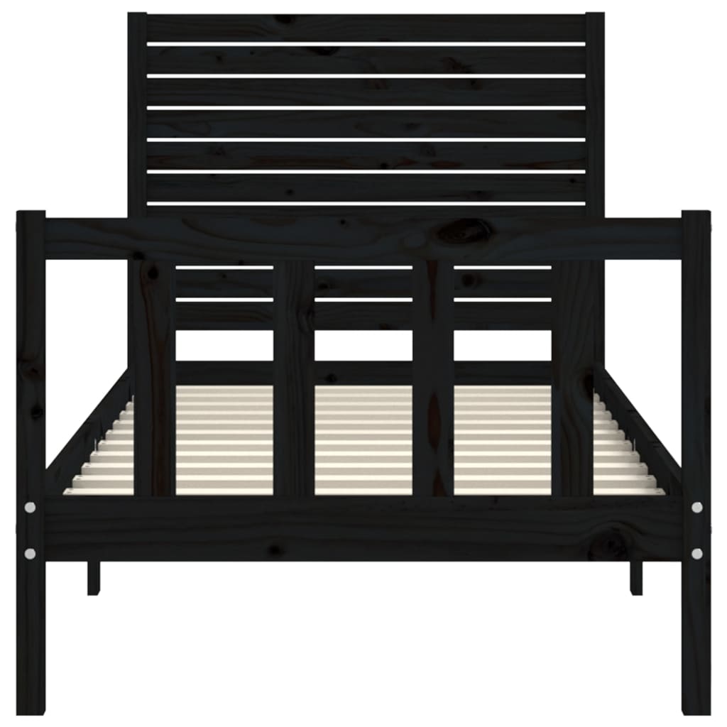 Bed Frame without Mattress Black Small Single Solid Wood Pine