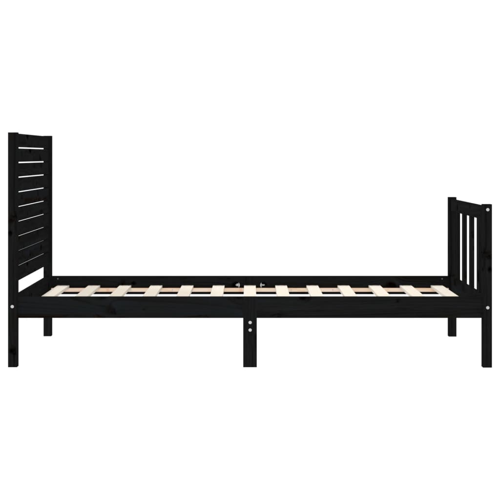 Bed Frame without Mattress Black Small Single Solid Wood Pine