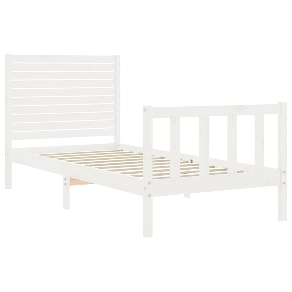 Bed Frame without Mattress White Single Solid Wood Pine
