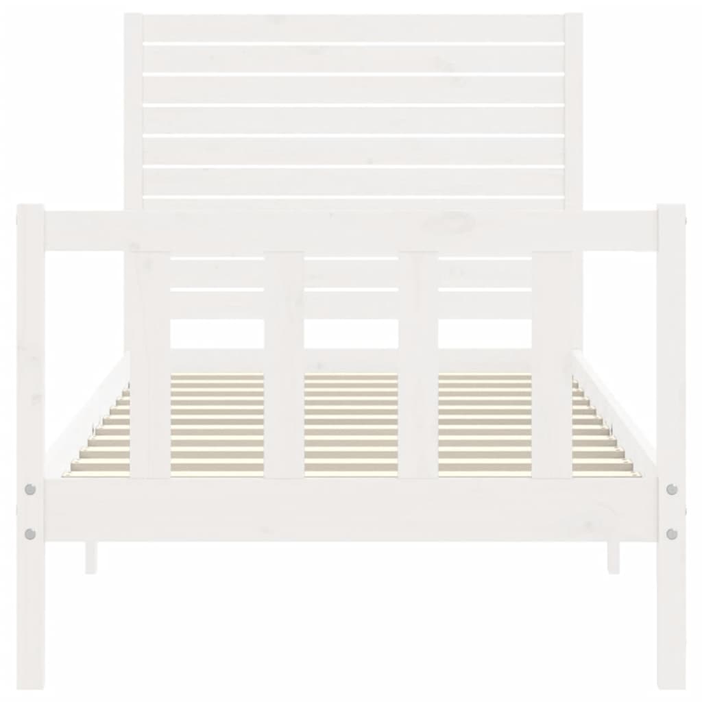 Bed Frame without Mattress White Single Solid Wood Pine