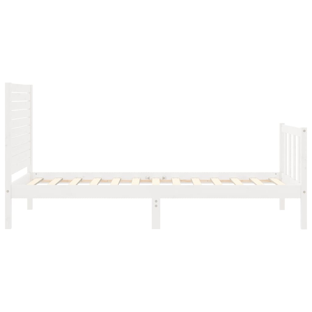 Bed Frame without Mattress White Single Solid Wood Pine