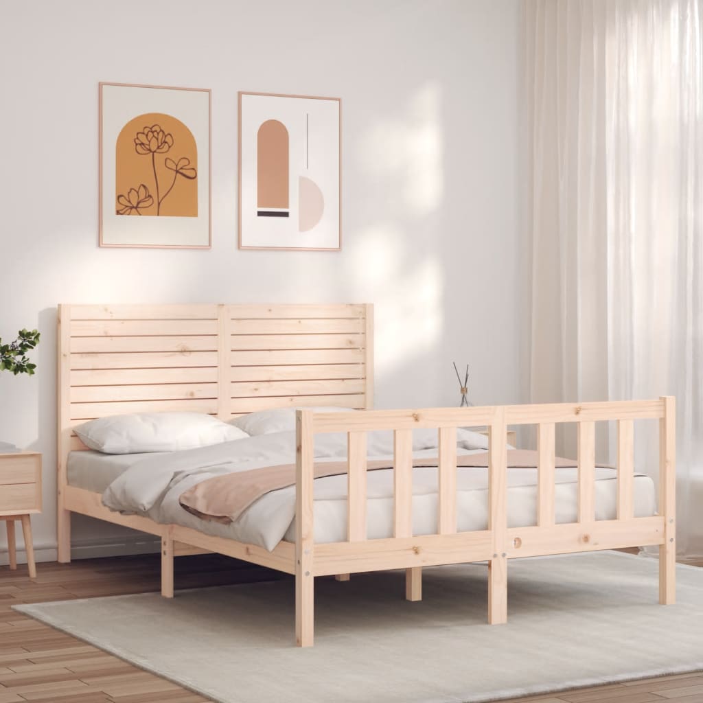 Bed Frame without Mattress Double Solid Wood Pine