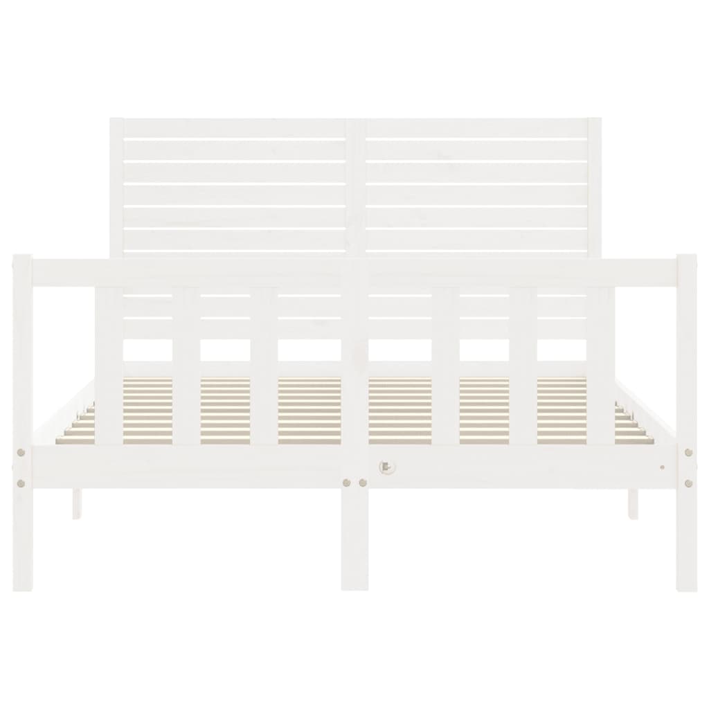 Bed Frame without Mattress White Double Solid Wood Pine