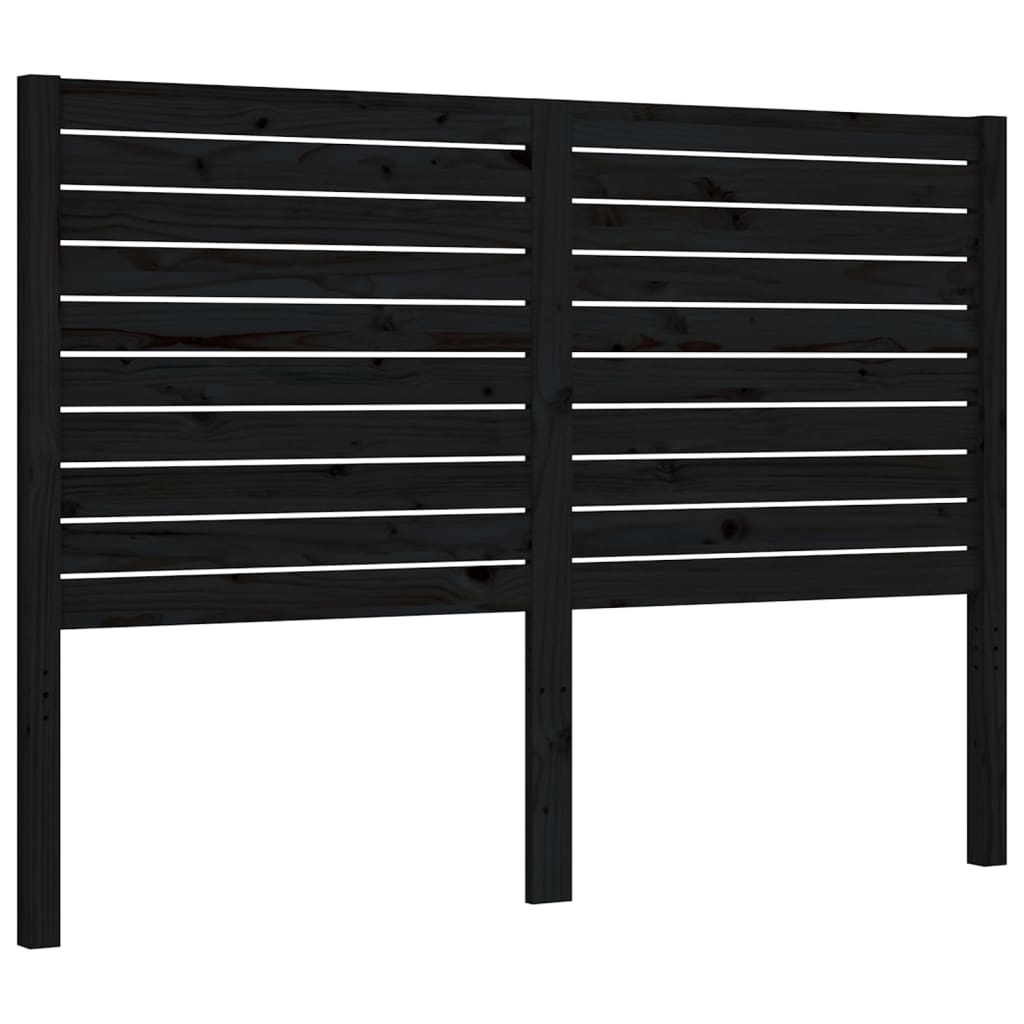 Bed Frame without Mattress Black Double Solid Wood Pine