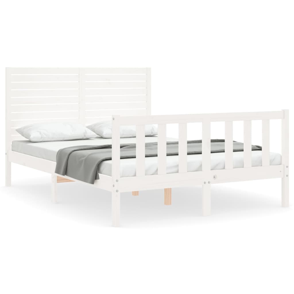 Bed Frame without Mattress White 140x190 cm Solid Wood Pine