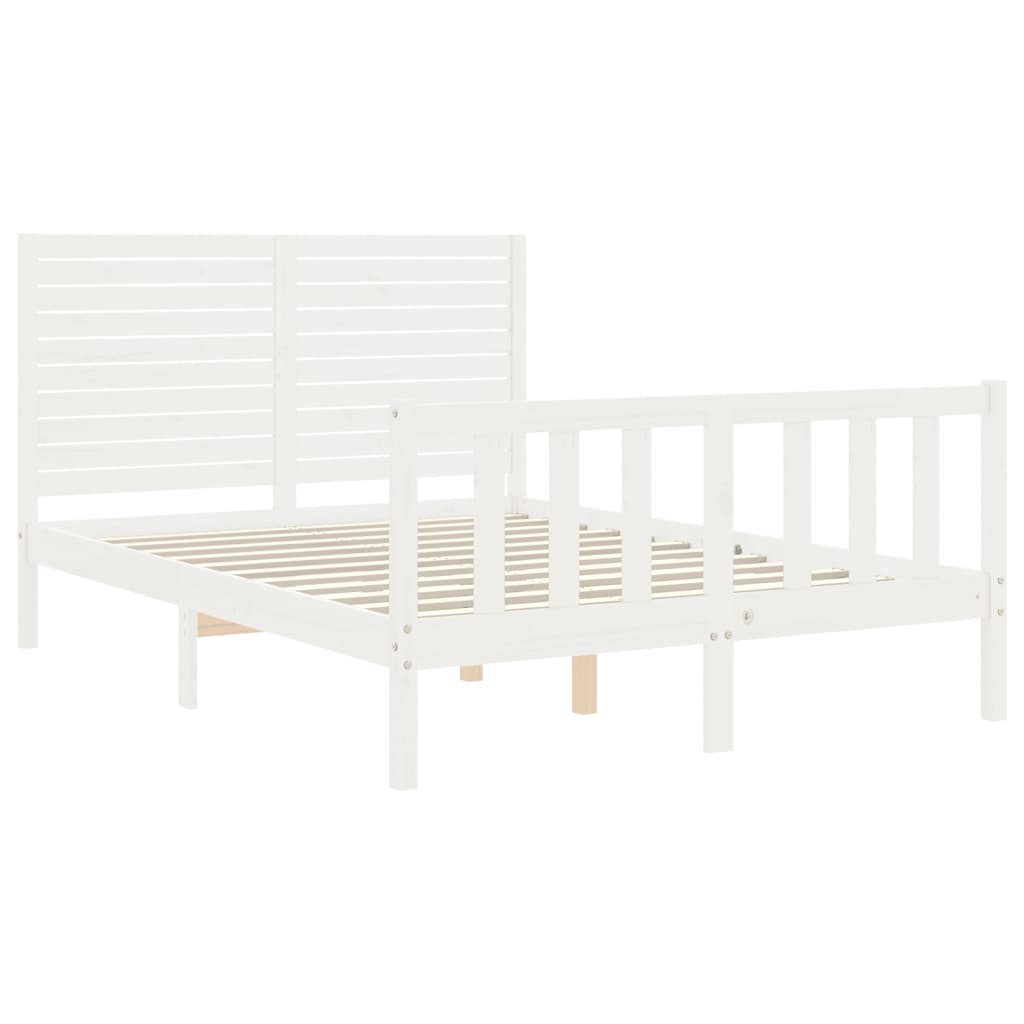 Bed Frame without Mattress White 140x190 cm Solid Wood Pine