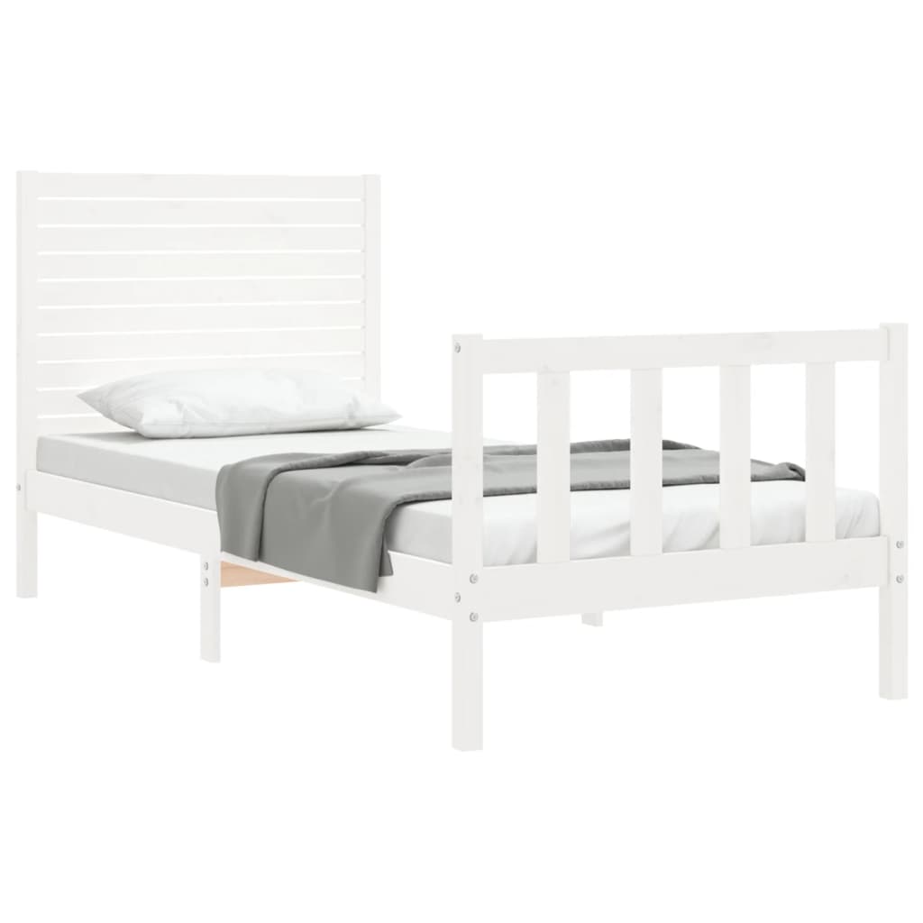 Bed Frame without Mattress White 90x200 cm Solid Wood Pine