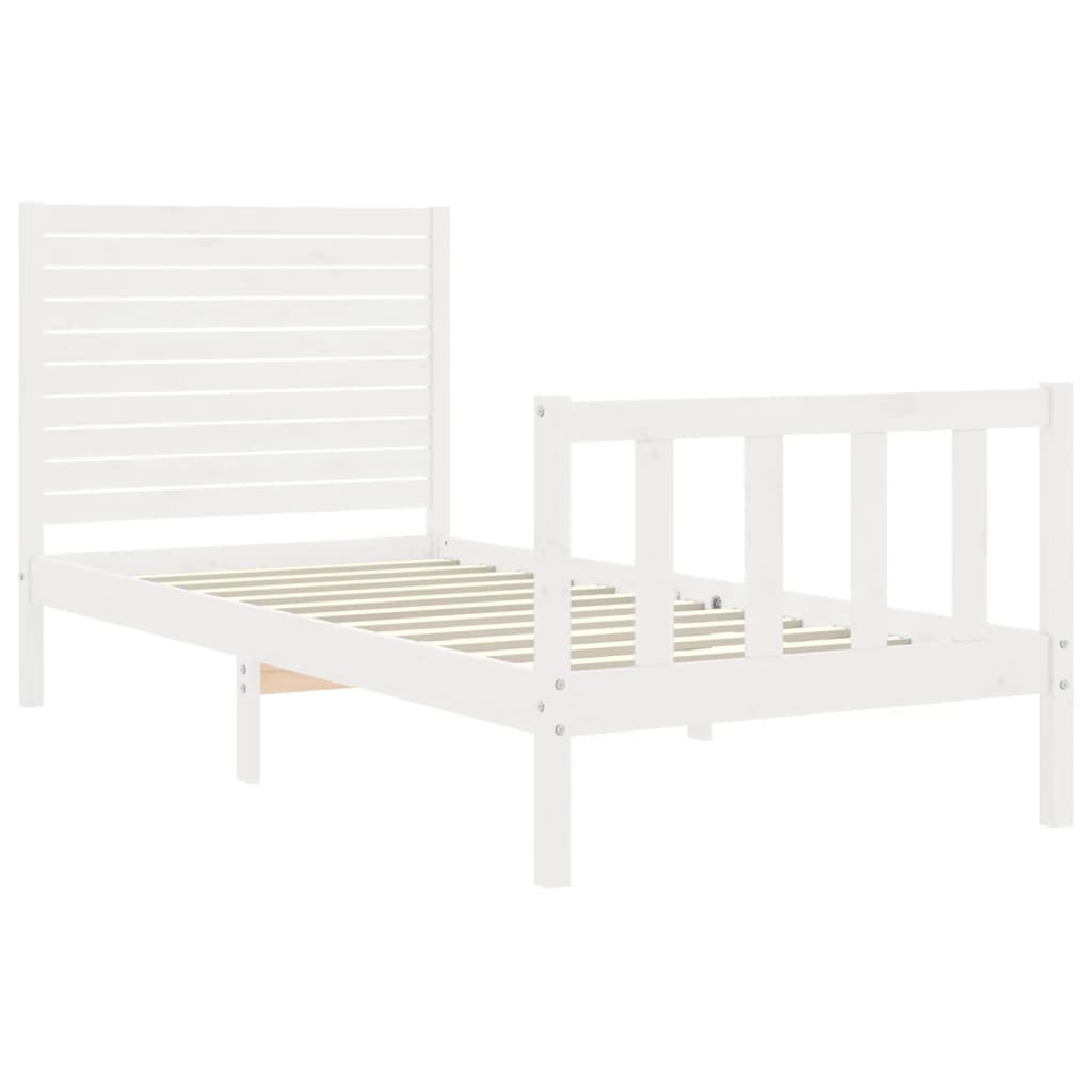 Bed Frame without Mattress White 90x200 cm Solid Wood Pine