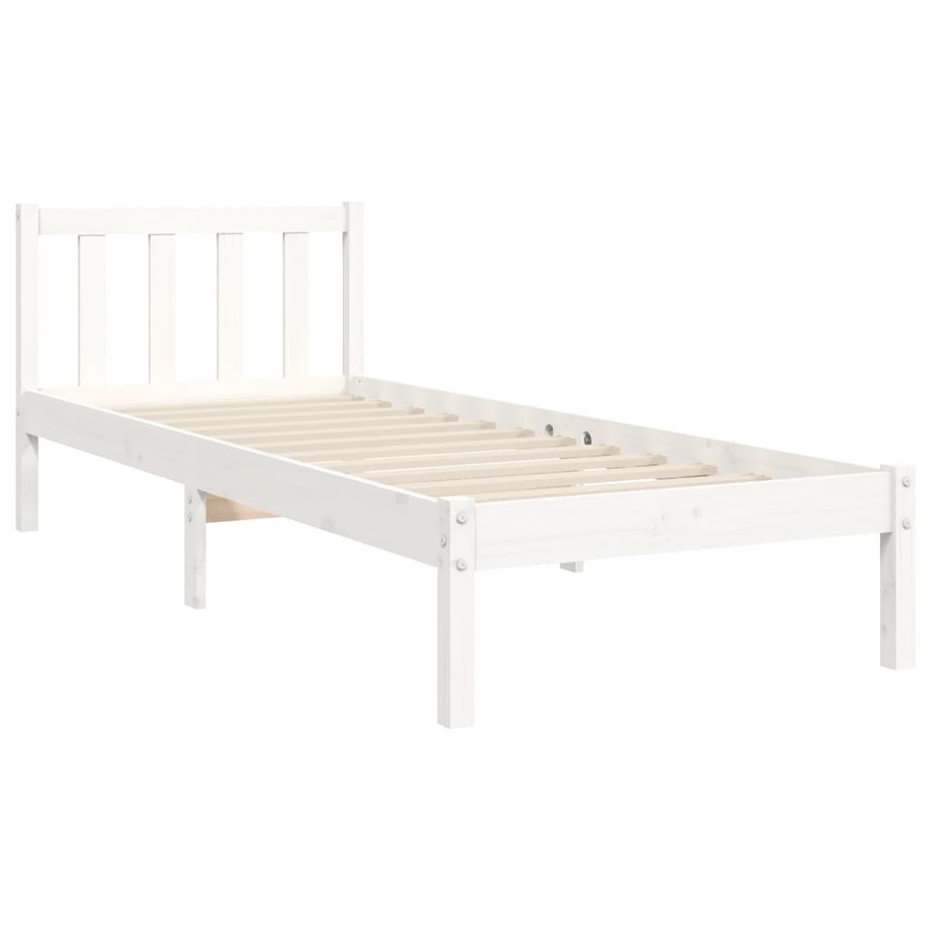 Bed Frame without Mattress White 90x200 cm Solid Wood Pine