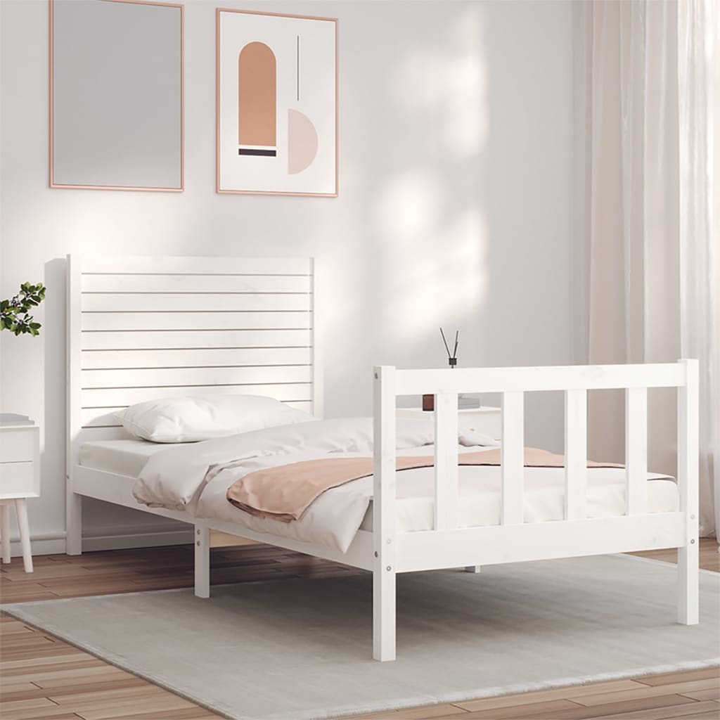 Bed Frame without Mattress White 90x200 cm Solid Wood Pine