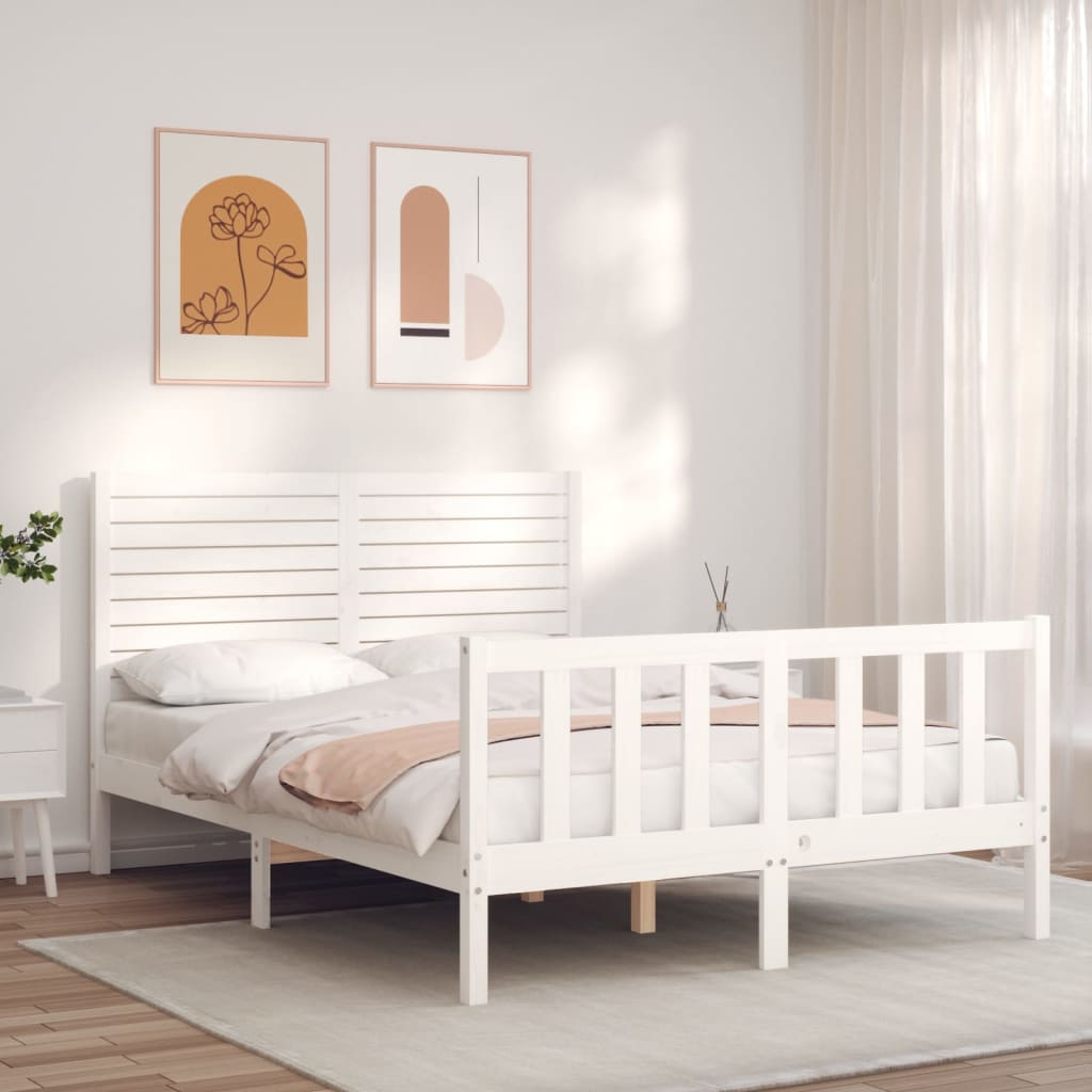 Bed Frame without Mattress White 120x200 cm Solid Wood Pine