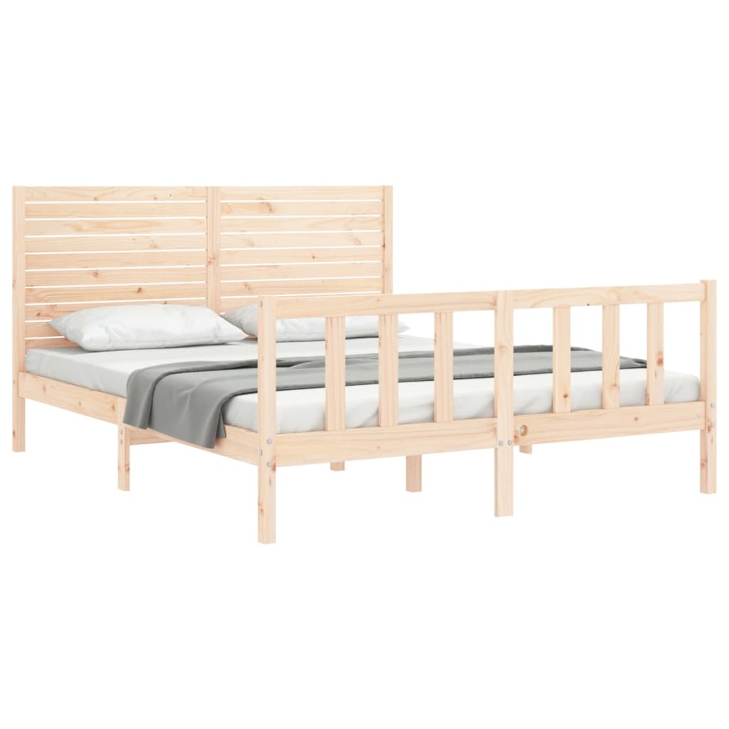 Bed Frame without Mattress King Size Solid Wood Pine