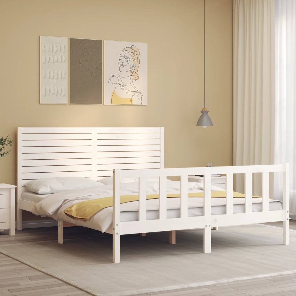 Bed Frame without Mattress White 160x200 cm Solid Wood Pine