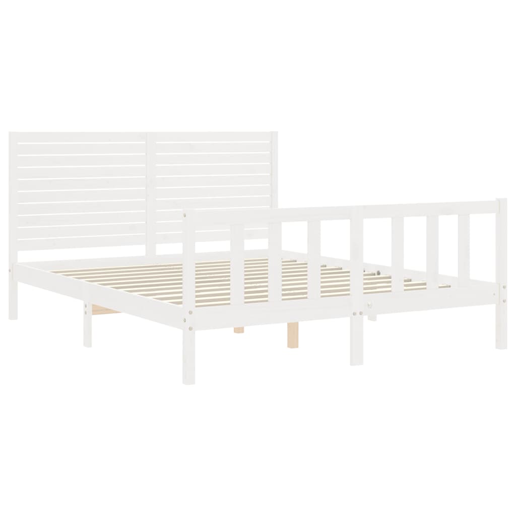 Bed Frame without Mattress White 160x200 cm Solid Wood Pine