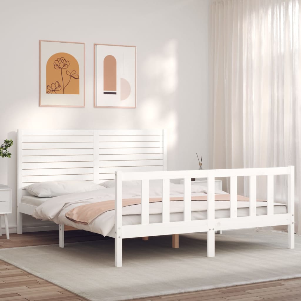 Bed Frame without Mattress White 160x200 cm Solid Wood Pine