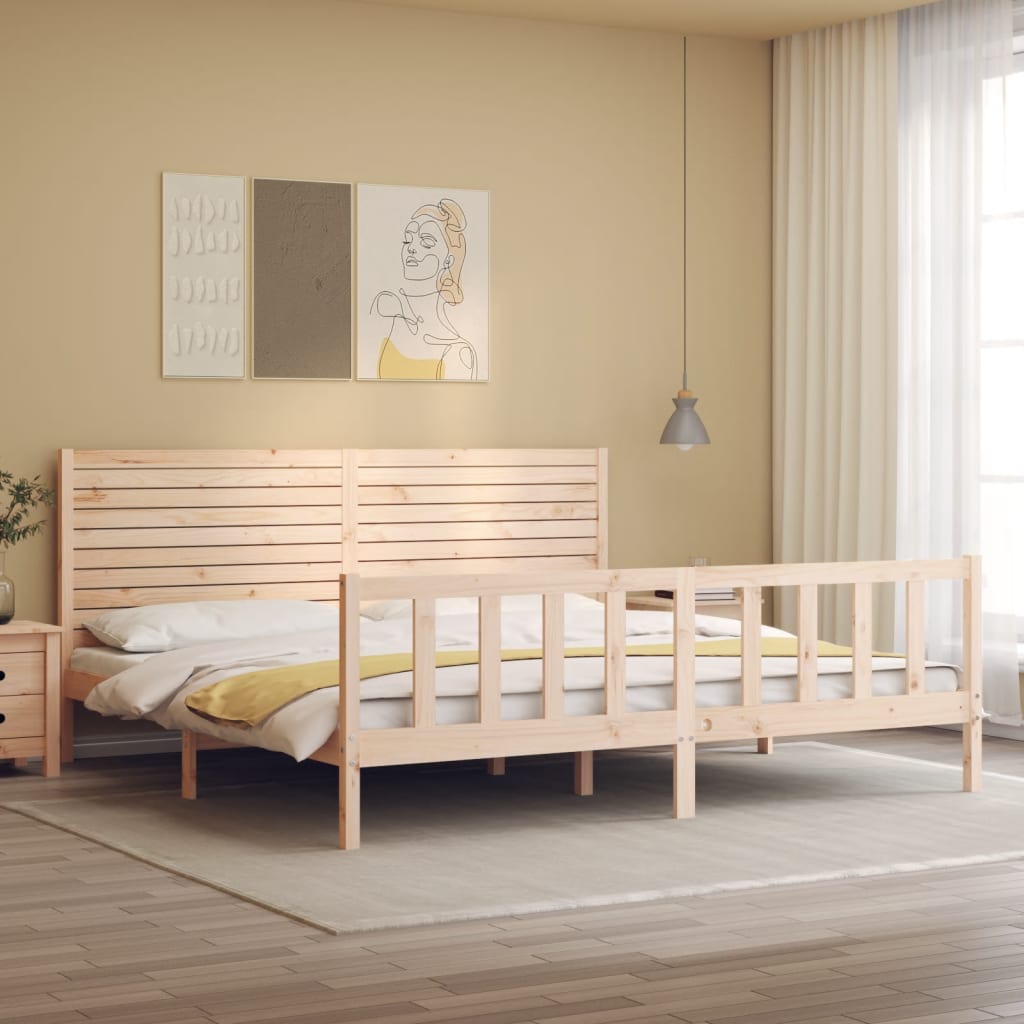 Bed Frame without Mattress Super King Size Solid Wood Pine