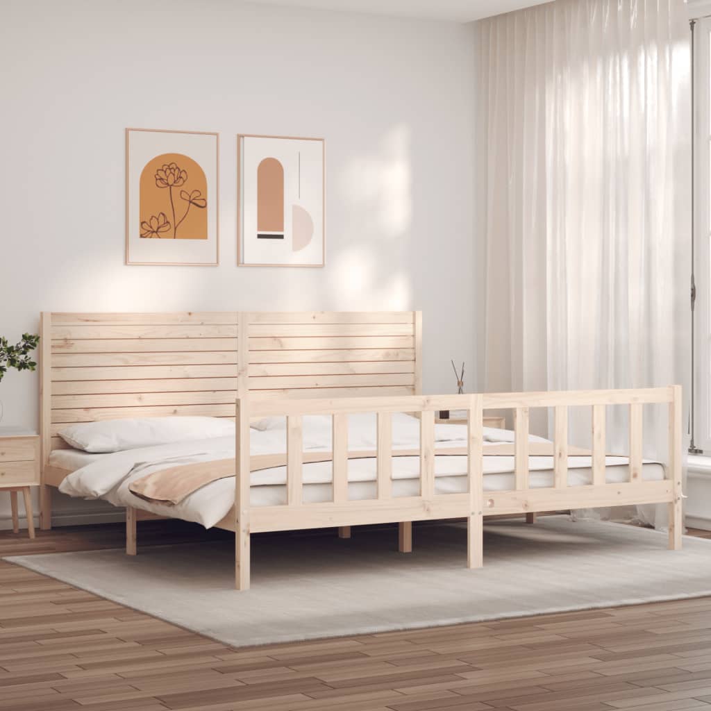 Bed Frame without Mattress Super King Size Solid Wood Pine