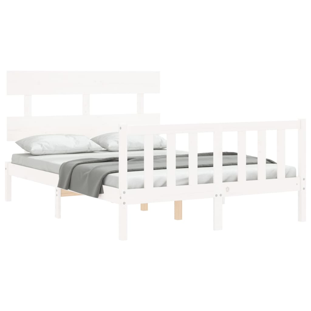Bed Frame without Mattress White Small Double Solid Wood Pine
