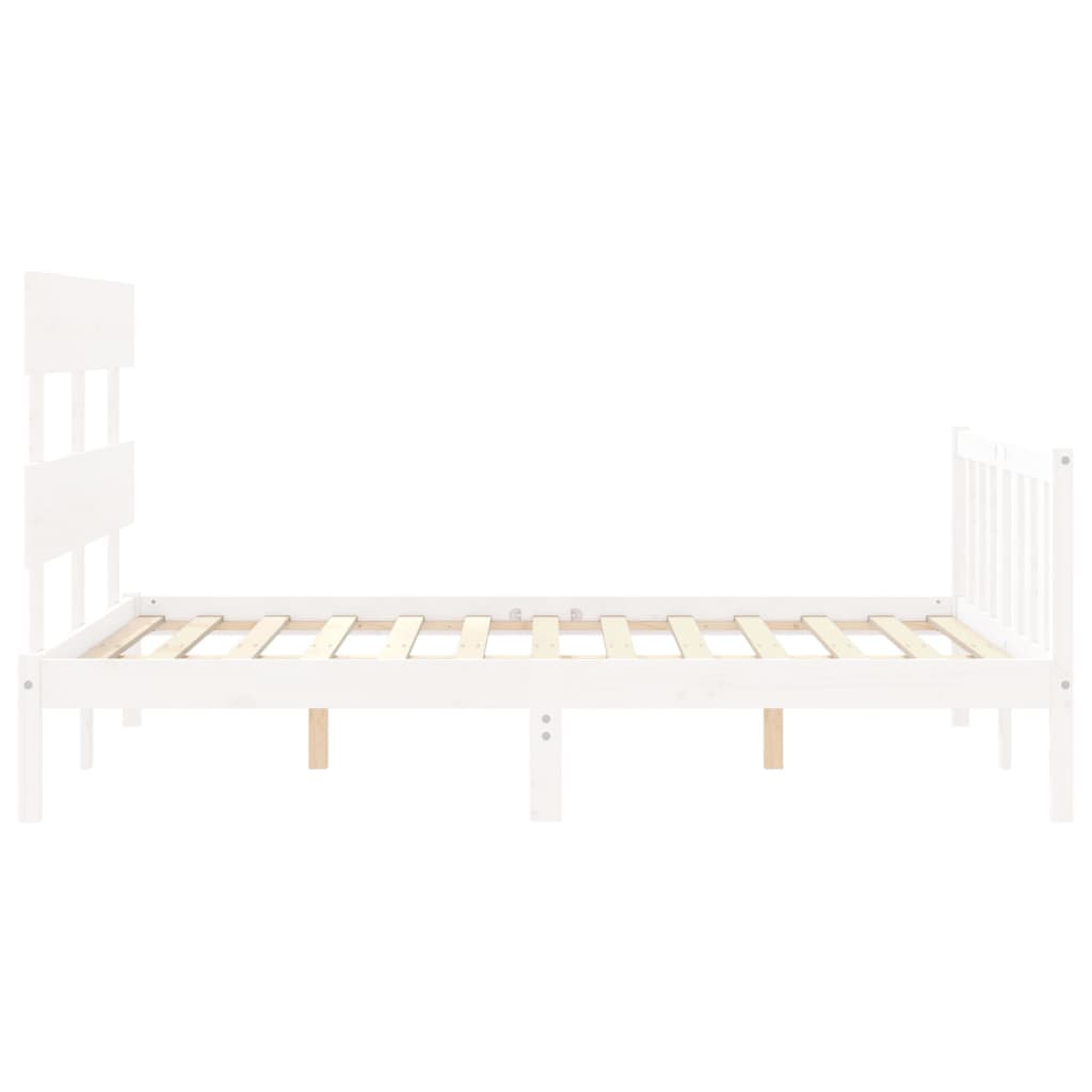 Bed Frame without Mattress White Small Double Solid Wood Pine