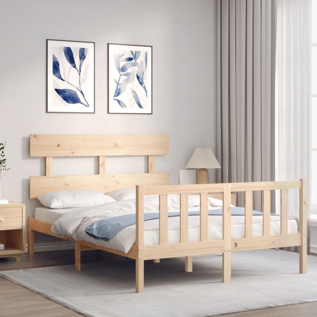 Bed Frame without Mattress 140x190 cm Solid Wood Pine