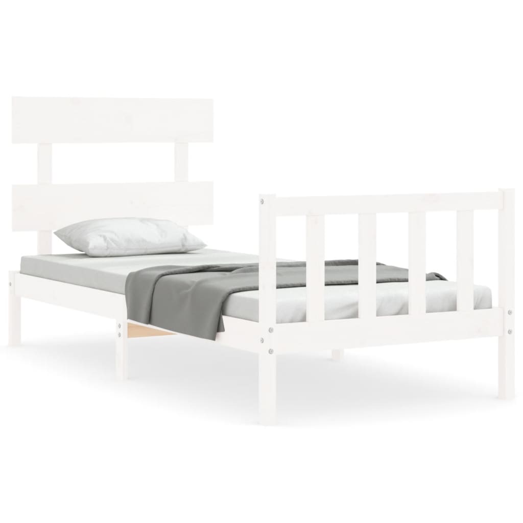 Bed Frame without Mattress White 90x200 cm Solid Wood Pine