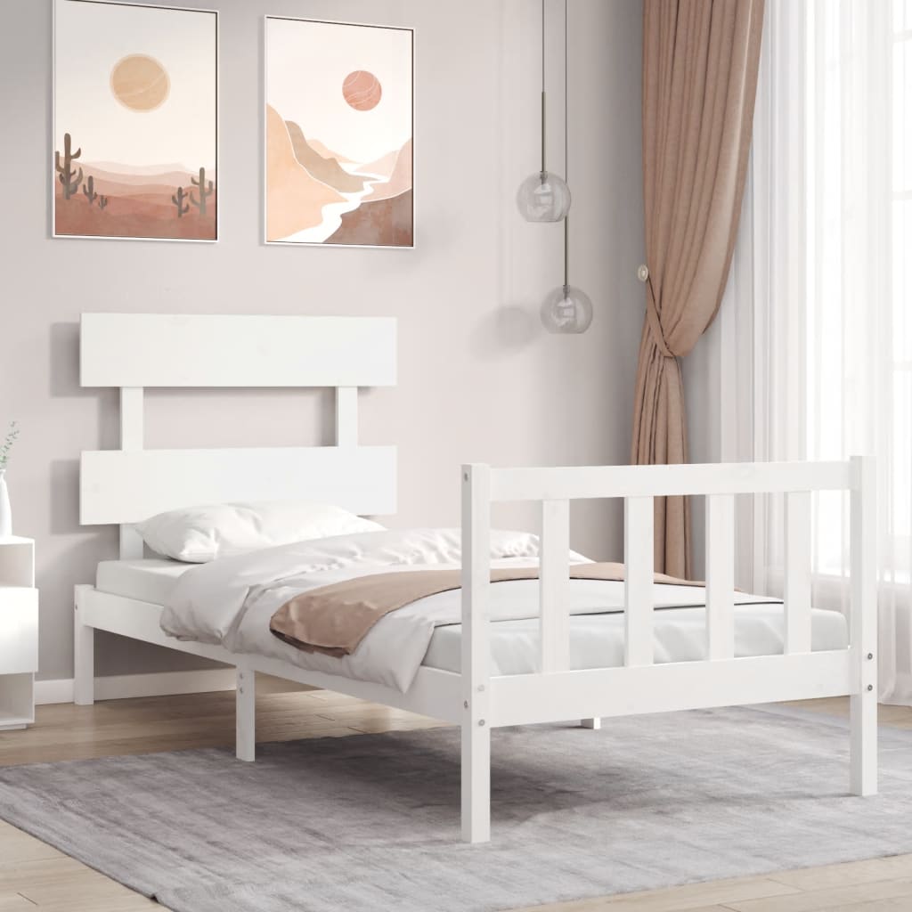 Bed Frame without Mattress White 90x200 cm Solid Wood Pine