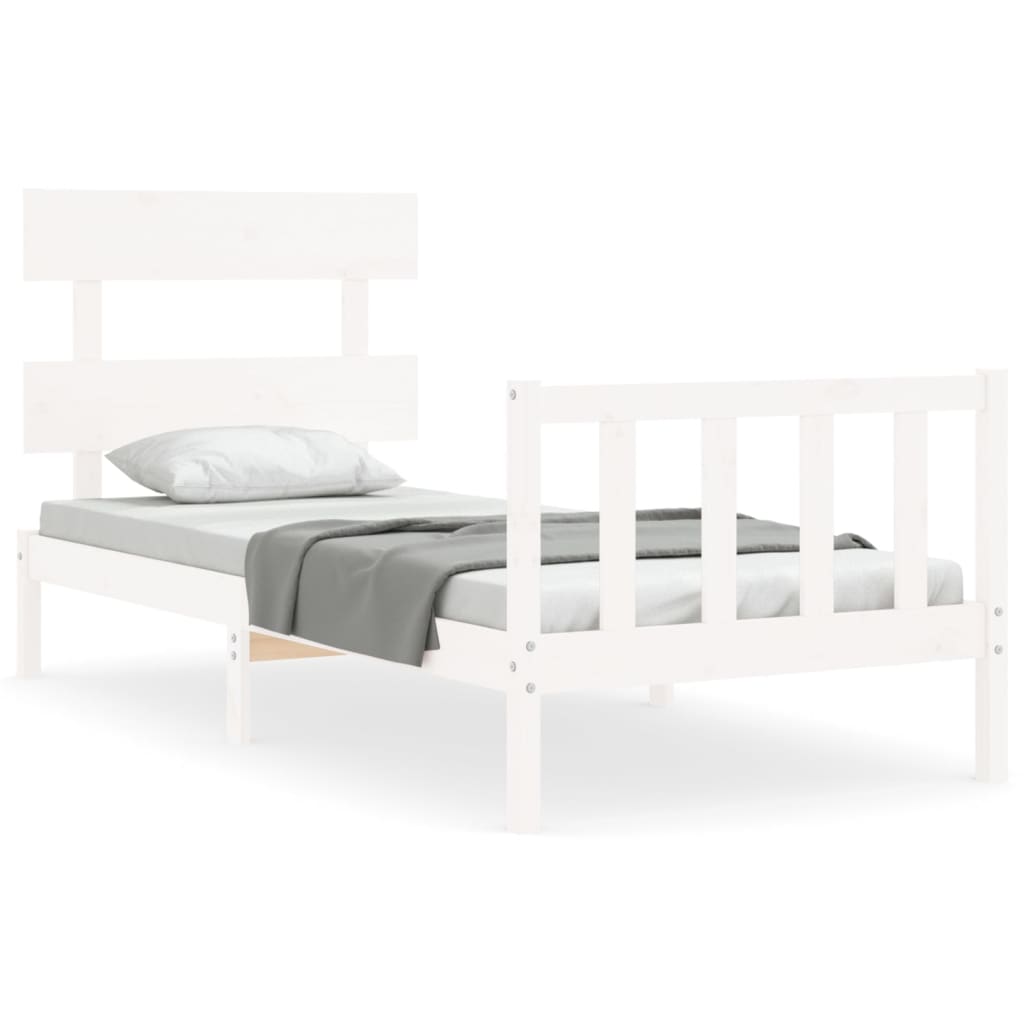 Bed Frame without Mattress White 100x200 cm Solid Wood Pine