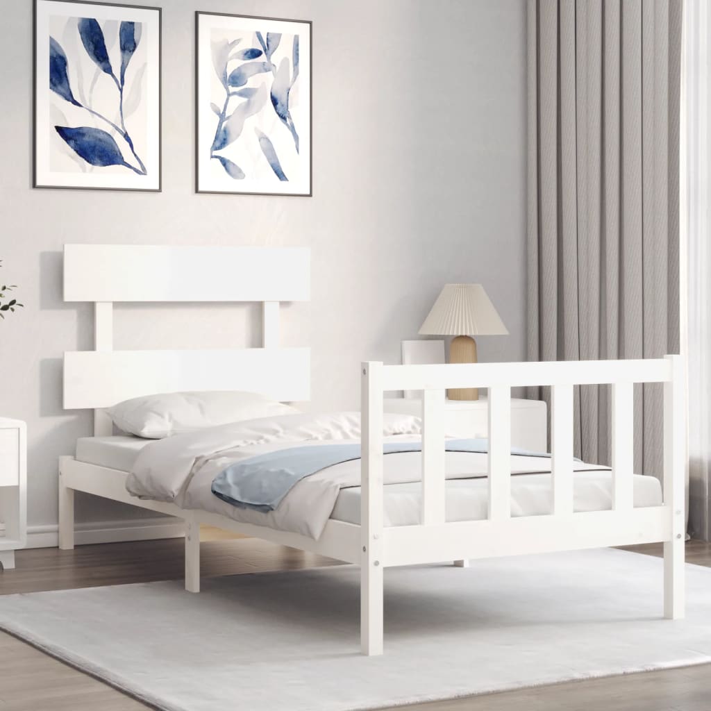 Bed Frame without Mattress White 100x200 cm Solid Wood Pine