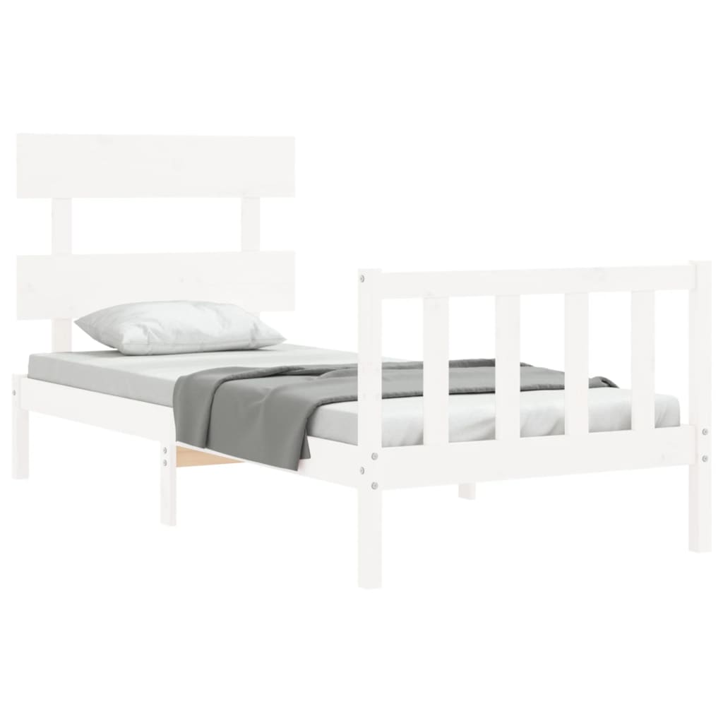 Bed Frame without Mattress White 100x200 cm Solid Wood Pine