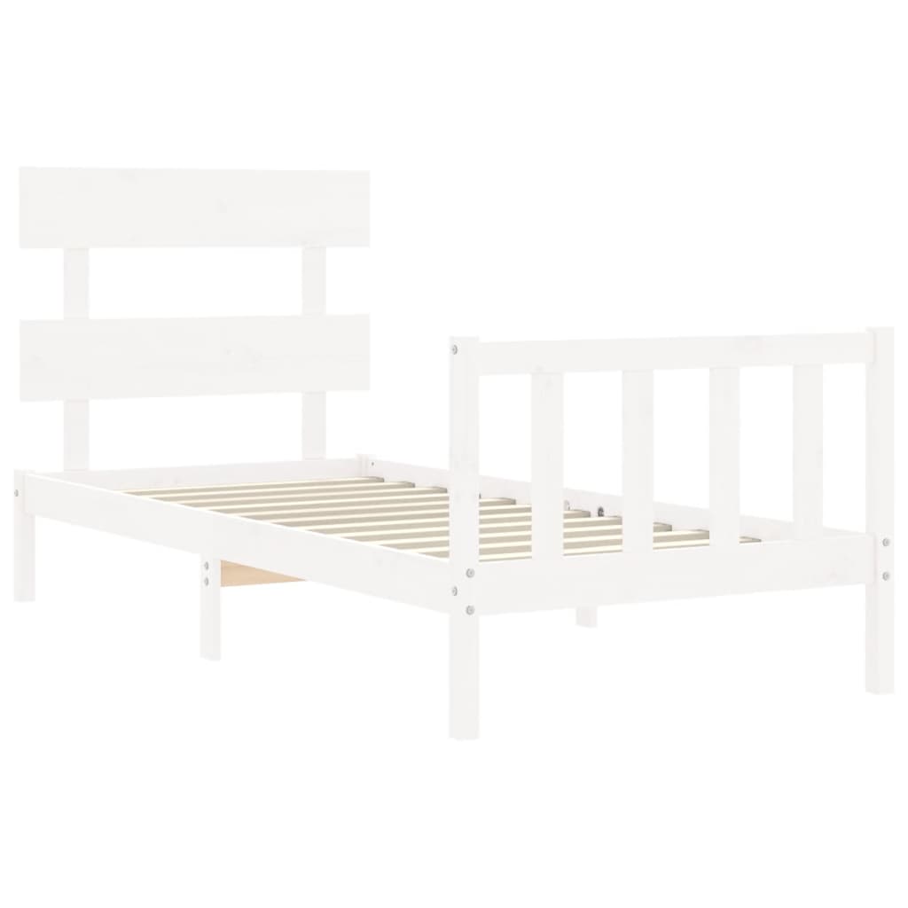 Bed Frame without Mattress White 100x200 cm Solid Wood Pine
