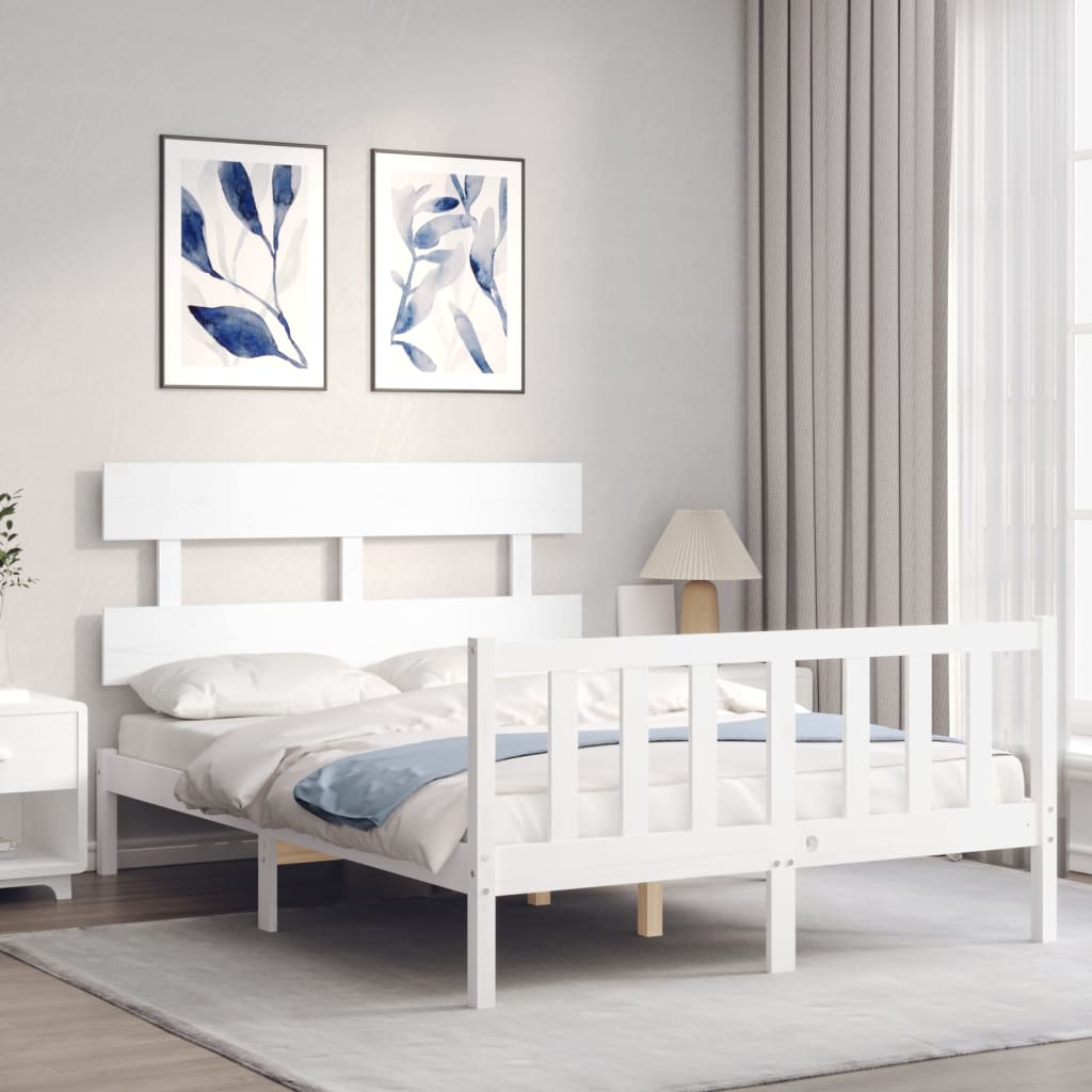 Bed Frame without Mattress White 120x200 cm Solid Wood Pine