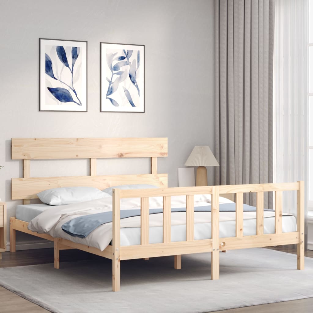 Bed Frame without Mattress King Size Solid Wood Pine