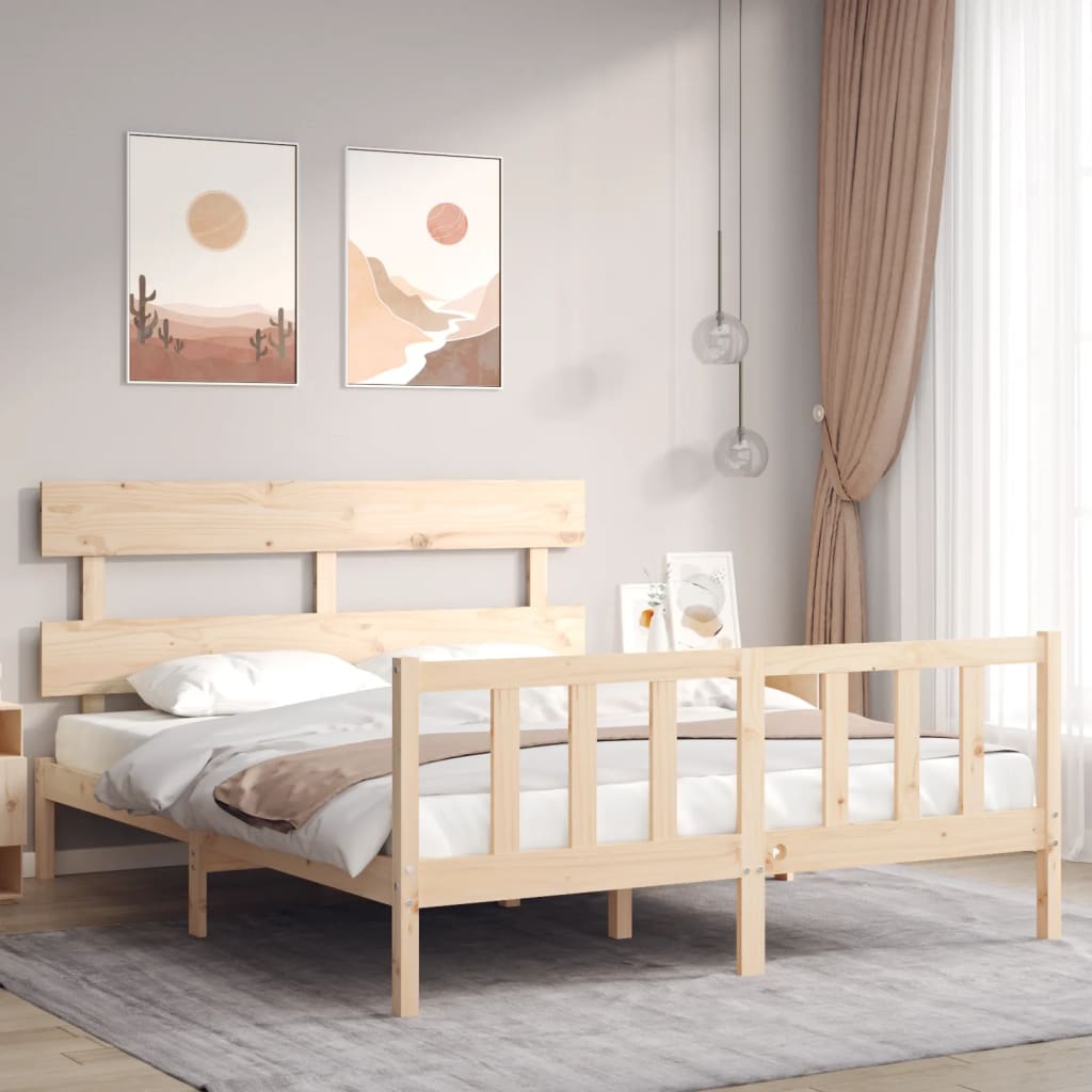 Bed Frame without Mattress King Size Solid Wood Pine