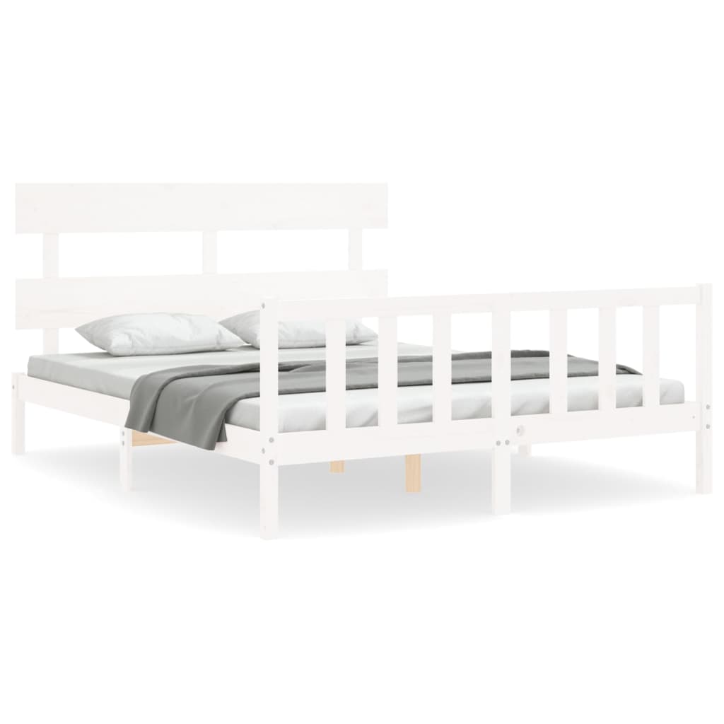 Bed Frame without Mattress White 160x200 cm Solid Wood Pine