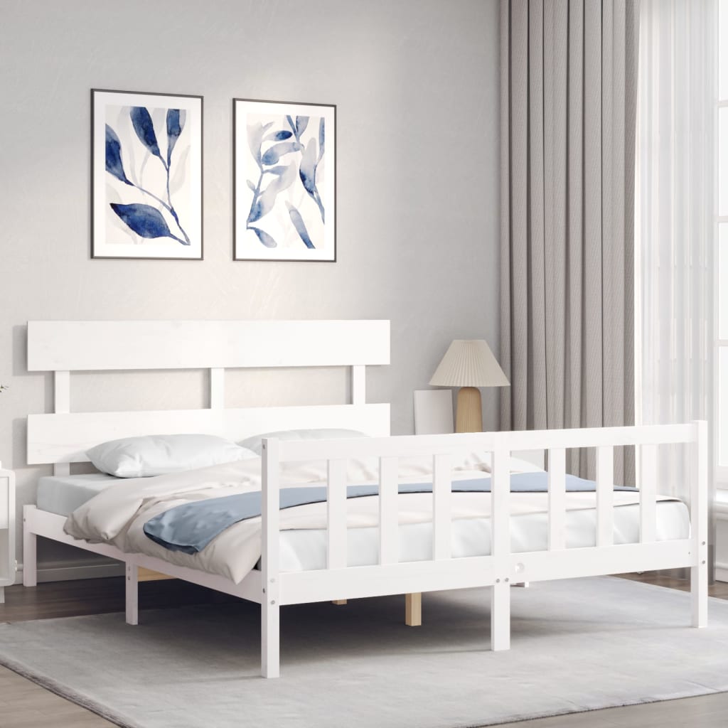 Bed Frame without Mattress White 160x200 cm Solid Wood Pine