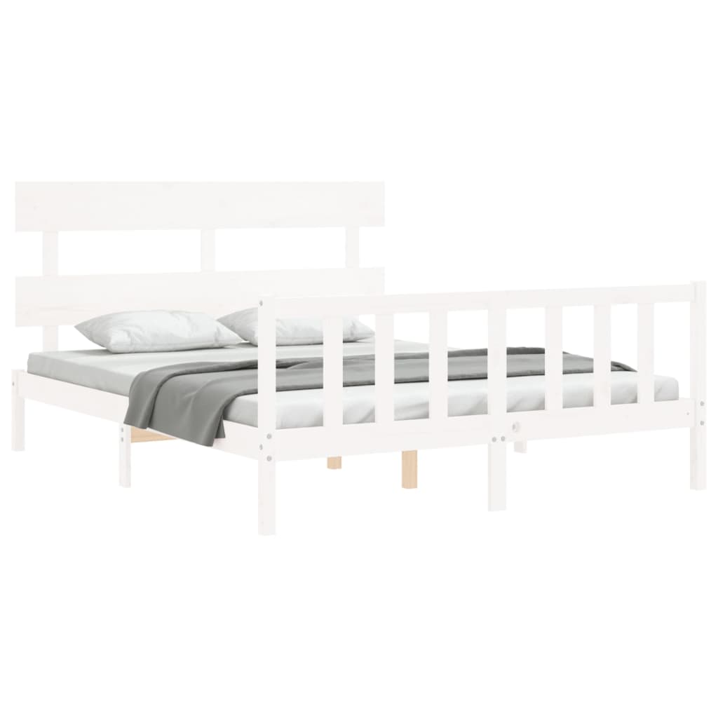 Bed Frame without Mattress White 160x200 cm Solid Wood Pine