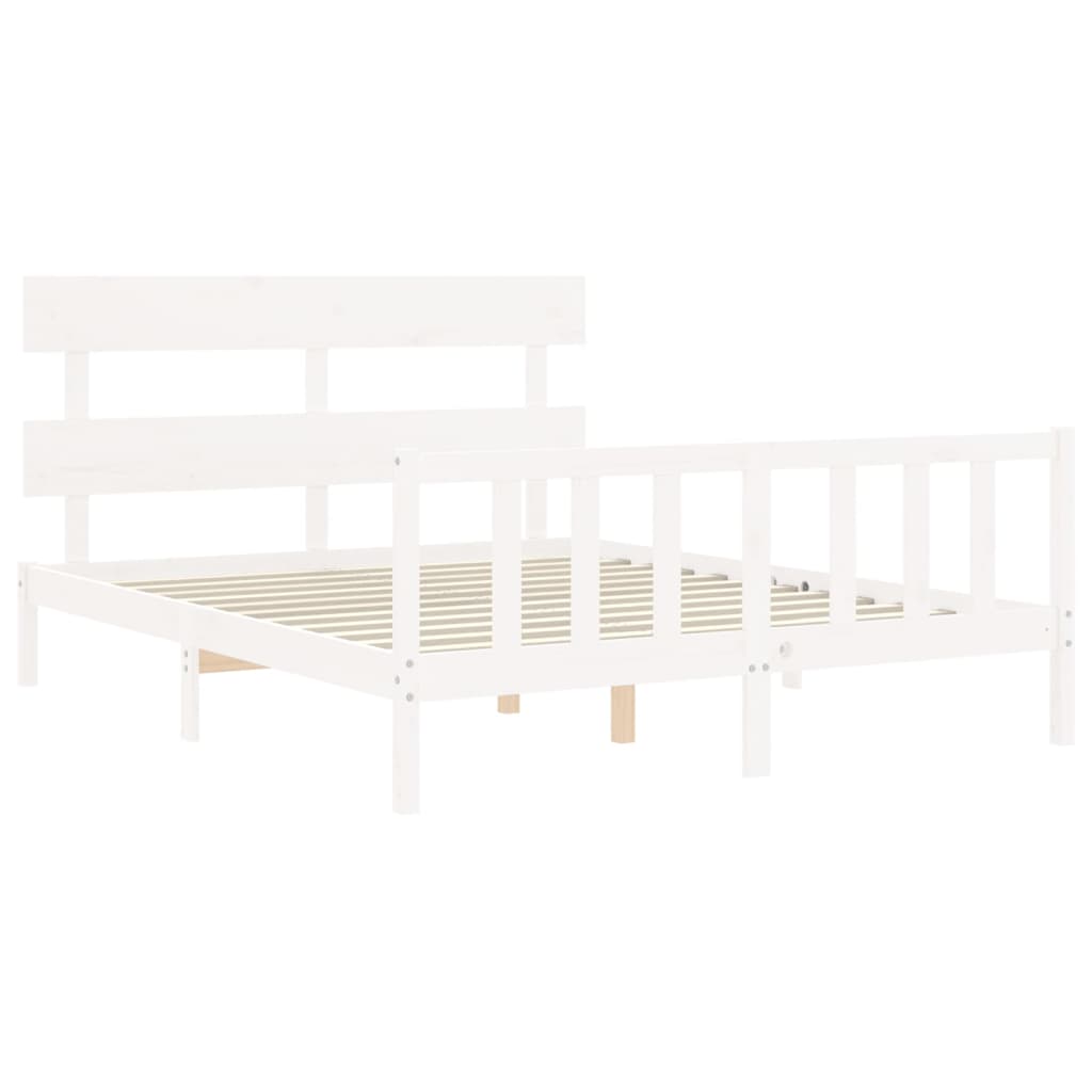 Bed Frame without Mattress White 160x200 cm Solid Wood Pine