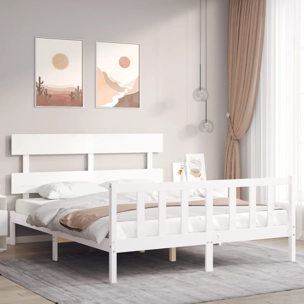 Bed Frame without Mattress White 160x200 cm Solid Wood Pine