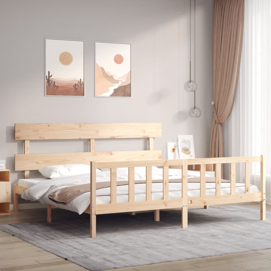 Bed Frame without Mattress 200x200 cm Solid Wood Pine