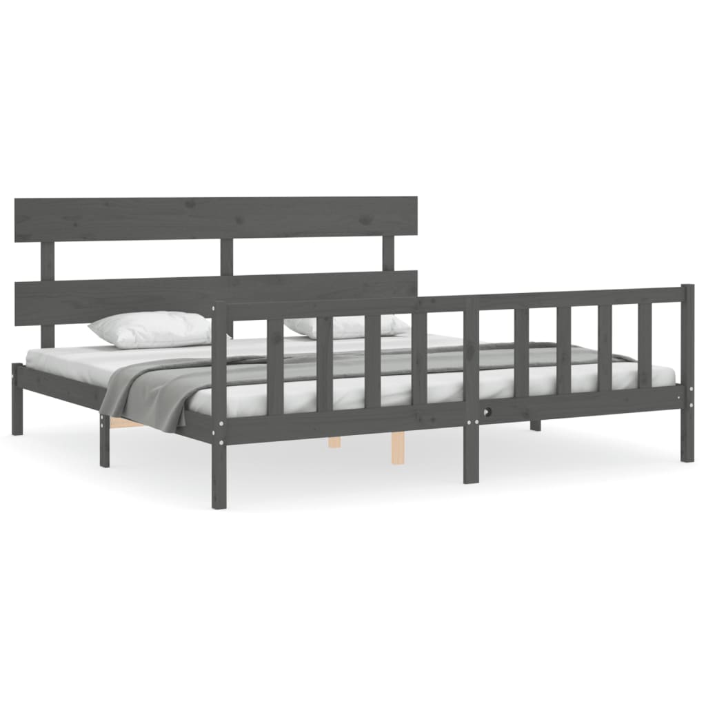 Bed Frame without Mattress Grey 200x200 cm Solid Wood Pine