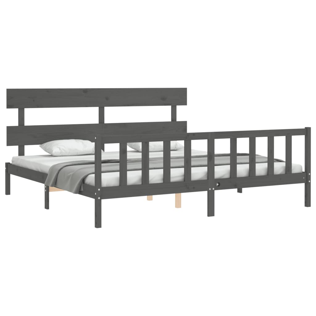Bed Frame without Mattress Grey 200x200 cm Solid Wood Pine