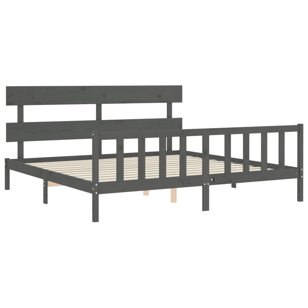 Bed Frame without Mattress Grey 200x200 cm Solid Wood Pine