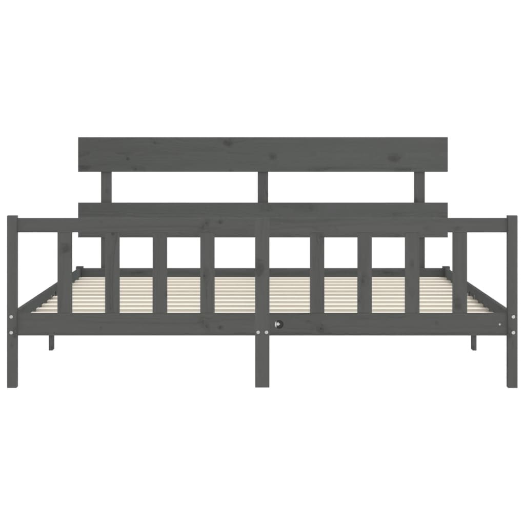 Bed Frame without Mattress Grey 200x200 cm Solid Wood Pine