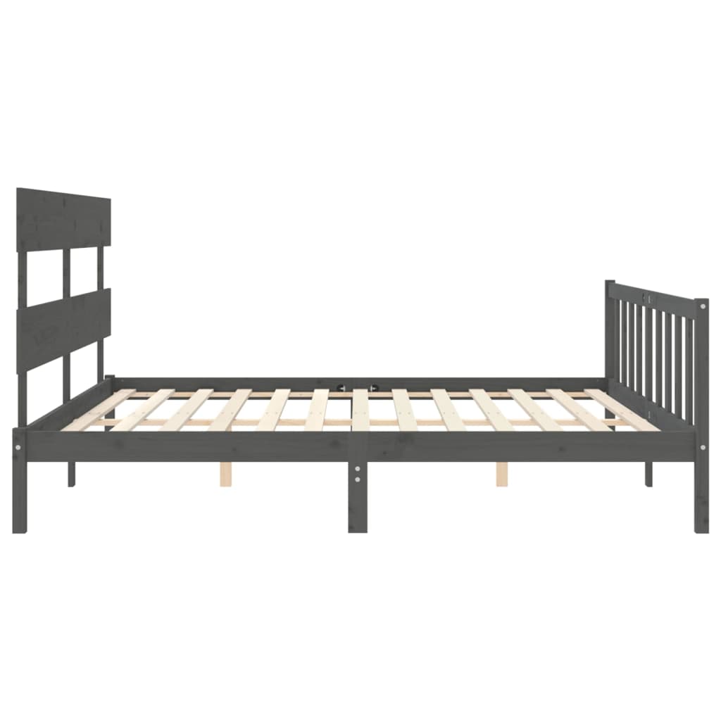 Bed Frame without Mattress Grey 200x200 cm Solid Wood Pine