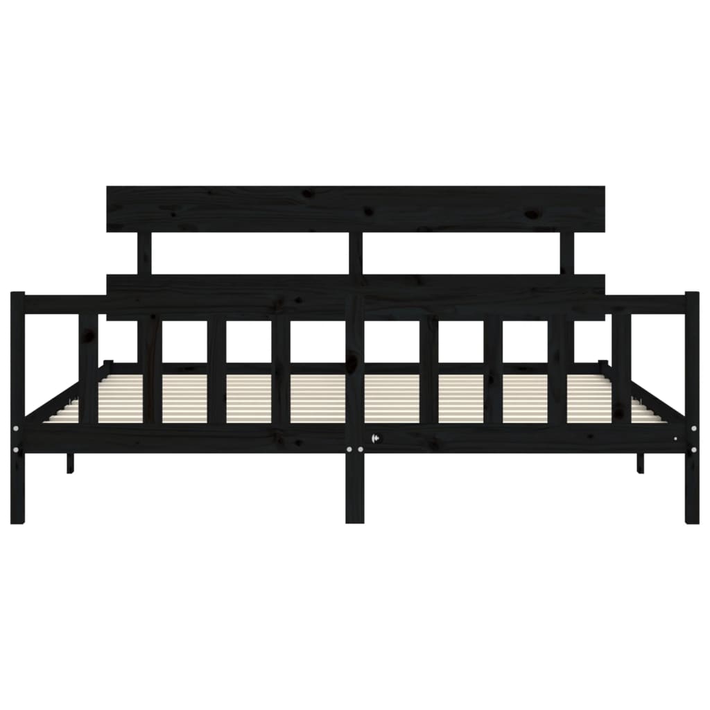 Bed Frame without Mattress Black 200x200 cm Solid Wood Pine