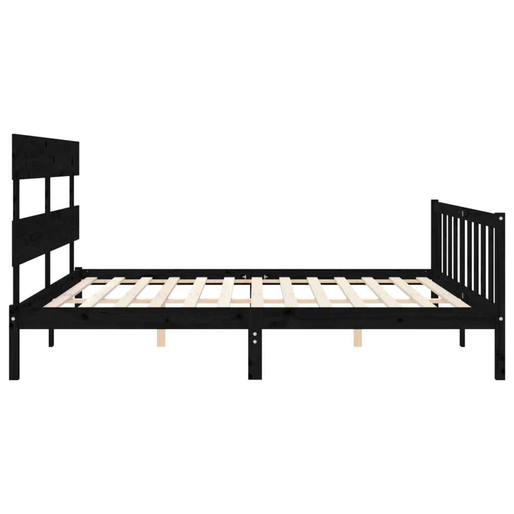 Bed Frame without Mattress Black 200x200 cm Solid Wood Pine